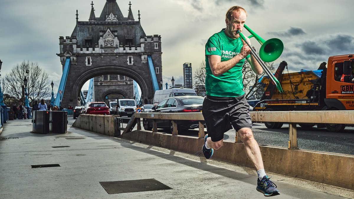 Next weekend my courageous friend @NathanielD93744 will run the London Marathon while playing trombone - all while suffering from stage 4 bowel cancer. He's raising for @macmillancancer - please donate if you can (request a tune?): lnkd.in/e3eyU4j4