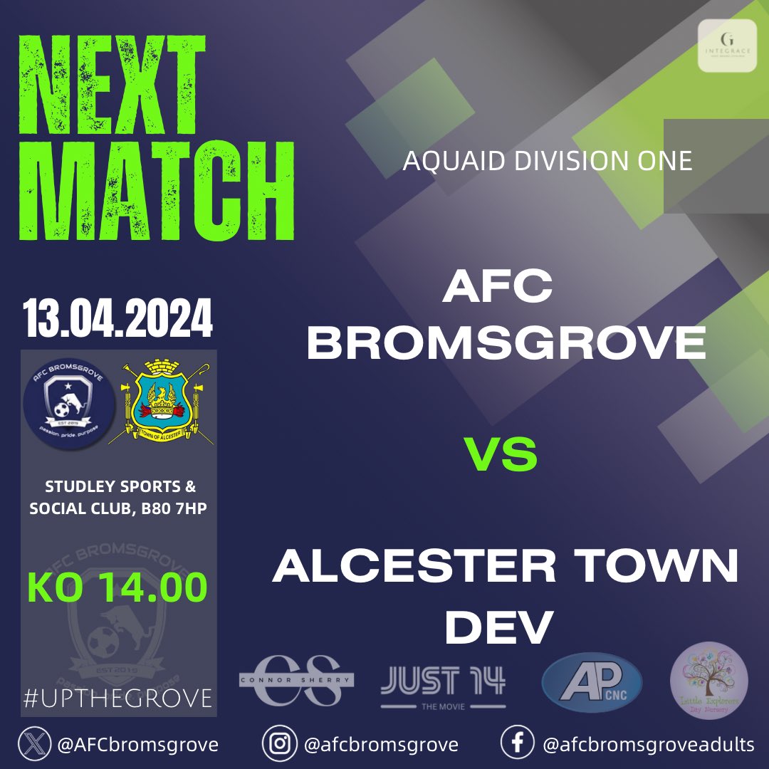 FIXTURE 》

Back on home turf tomorrow for the first time in a while, where we will face Alcester Town Development in an Aquaid Division One fixture.
 
All support appreciated 👏🏽

#UpTheGrove🦁

<a href="/StratfordUAA/">Stratford Upon Avon Alliance</a>