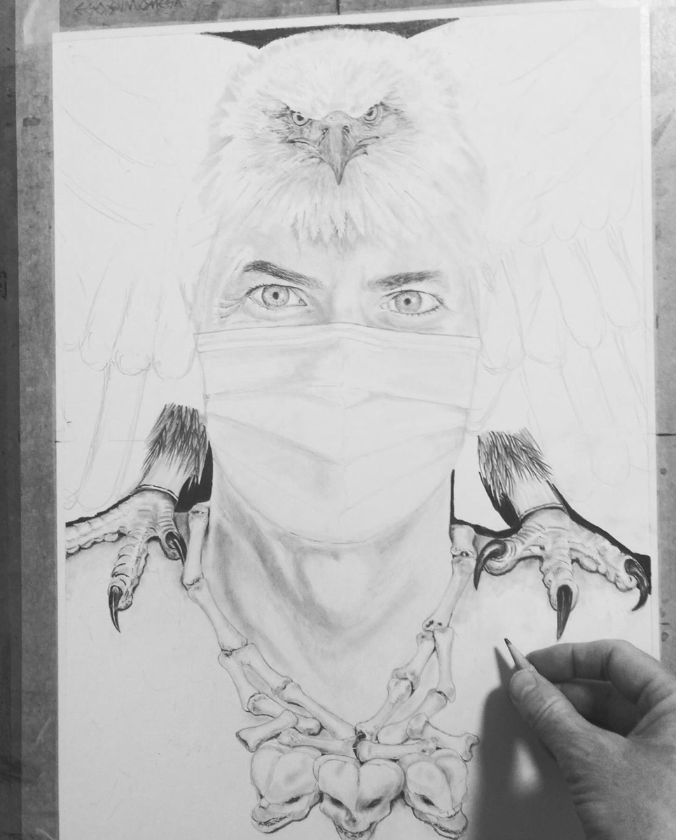 paulaannev's tweet photo. Drawing eagle feet. Continuing the #WIP #WorkInProgress Drawing is the best therapy. #RoyalCultOfSurgeons #DarkArt #HeWhoMustBeObeyed #HandsThatCut #HighPriest #HellSurgeon #TheEviscerator #FearHim #Drawing #PencilDrawing #PencilArt https://t.co/9C8Wd97Hqt