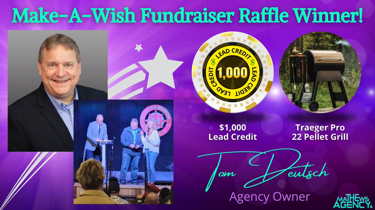 ✨ Congrats to AO Tom Deutsch for winning 2x in the #MakeAWish #Fundraiser Raffle at the #LeadersSummit this week! 🥳 We are blessed to be part of a company that truly cares about helping families and making wishes come true! 🥰🌟

#TheMathewsAgency #SFG #Quility #Raffle
