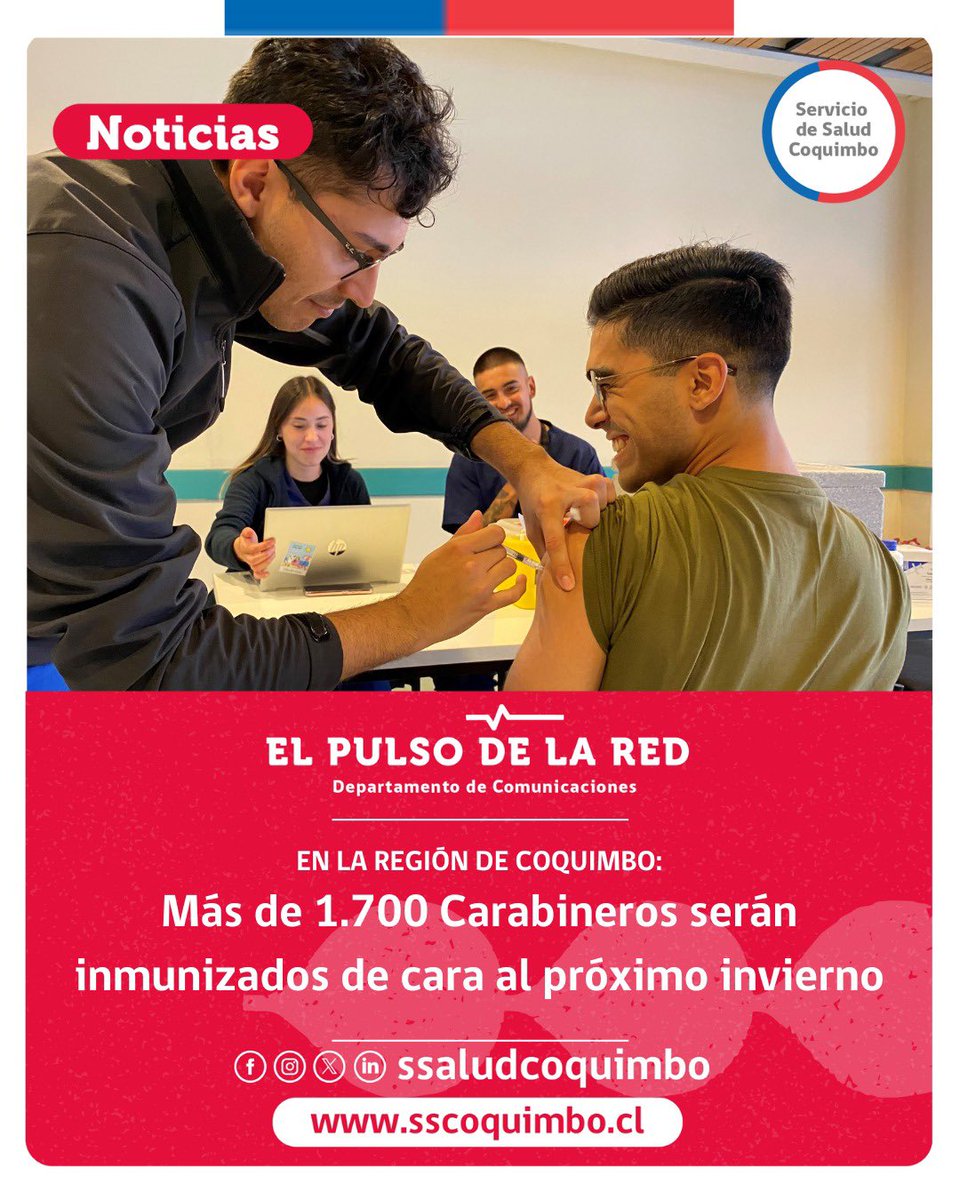 👮🏽‍♂️💉 Las bajas temperaturas ya se comienzan a sentir y la circulación viral 😷 empieza a aumentar, pero de todos depende hacer frente y disminuir los contagios 🤧 💪🏼Por este motivo, los Carabineros de la Región de Coquimbo se están protegiendo de la Influenza y el Coronavirus🦠