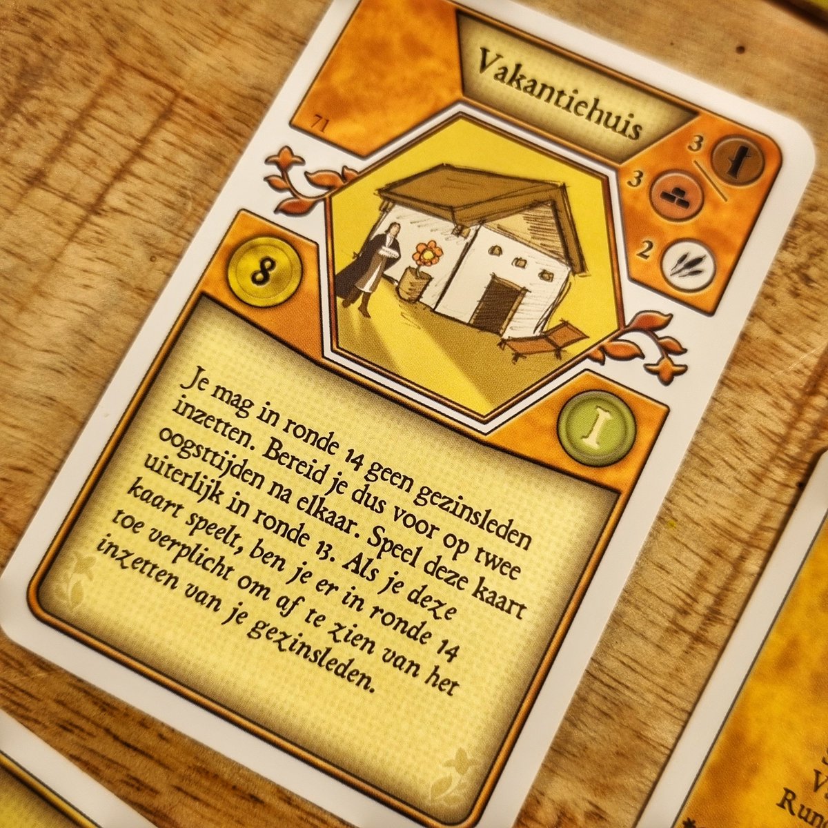 I'm delighted I've played the holiday house card in #Agricola. Nothing says 'come at me bro' like forfeiting the last round! 😂 (English rules in the alt text)