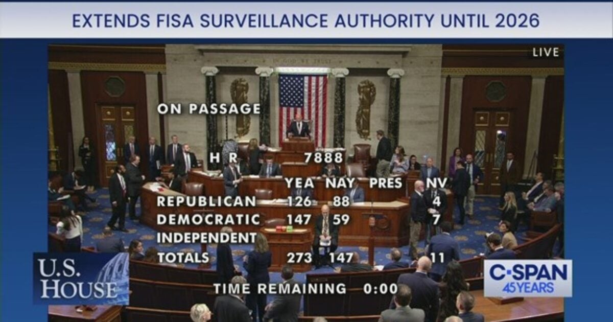 TYRANNY: House PASSES Bill to Renew FISA Warrantless Spy Program by 273-147 Vote – Here’s the 126 Republicans Who Voted YES to Snoop on Americans Without Meaningful Limits