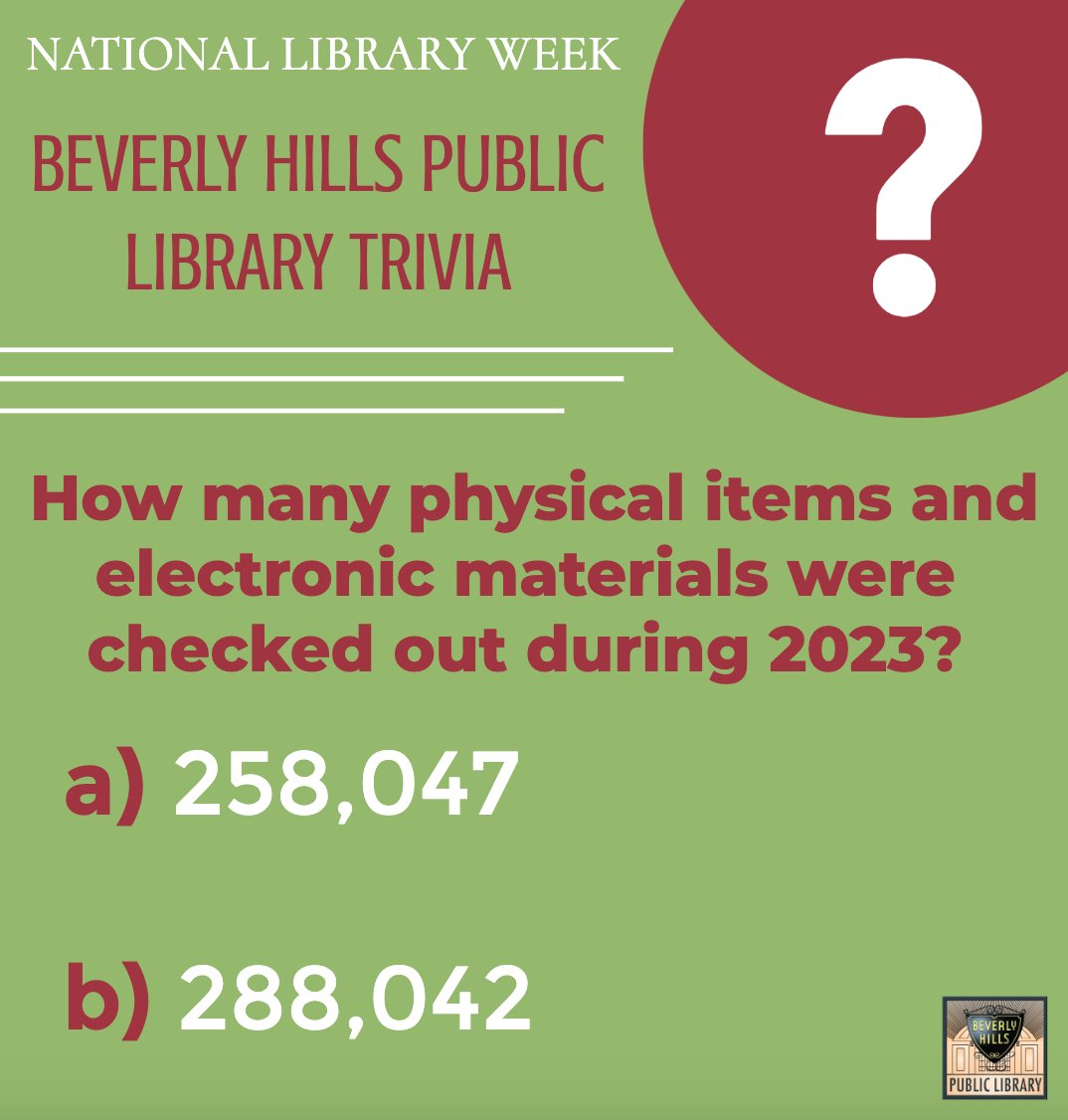 Beverly Hills Public Library Trivia 😎 #BHPL