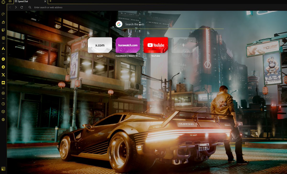 Okay so I added this to my browser @operagxofficial added a #CyberpunkThemed set up and it's absolutely AMAZING 🤩 It even makes the Clicky noises as if you are typing in a terminal in cyberpunk. How freaking cool is that? #Loveit #Cyberpunk2077 #WebBrowser