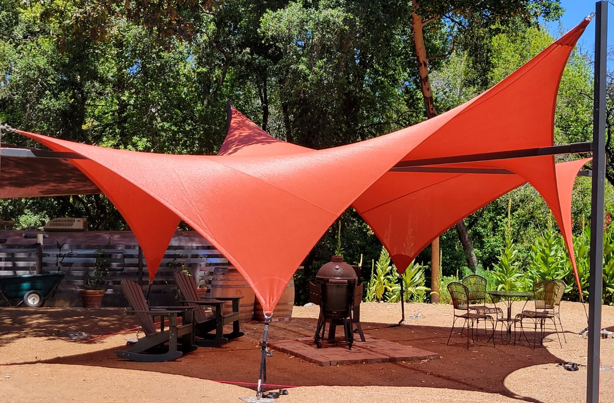 TERRASHADE's tweet image. TERRA is the perfect product for hotels and Airbnbs looking to create a shaded common space that guests will love! #hotel #shadestructure