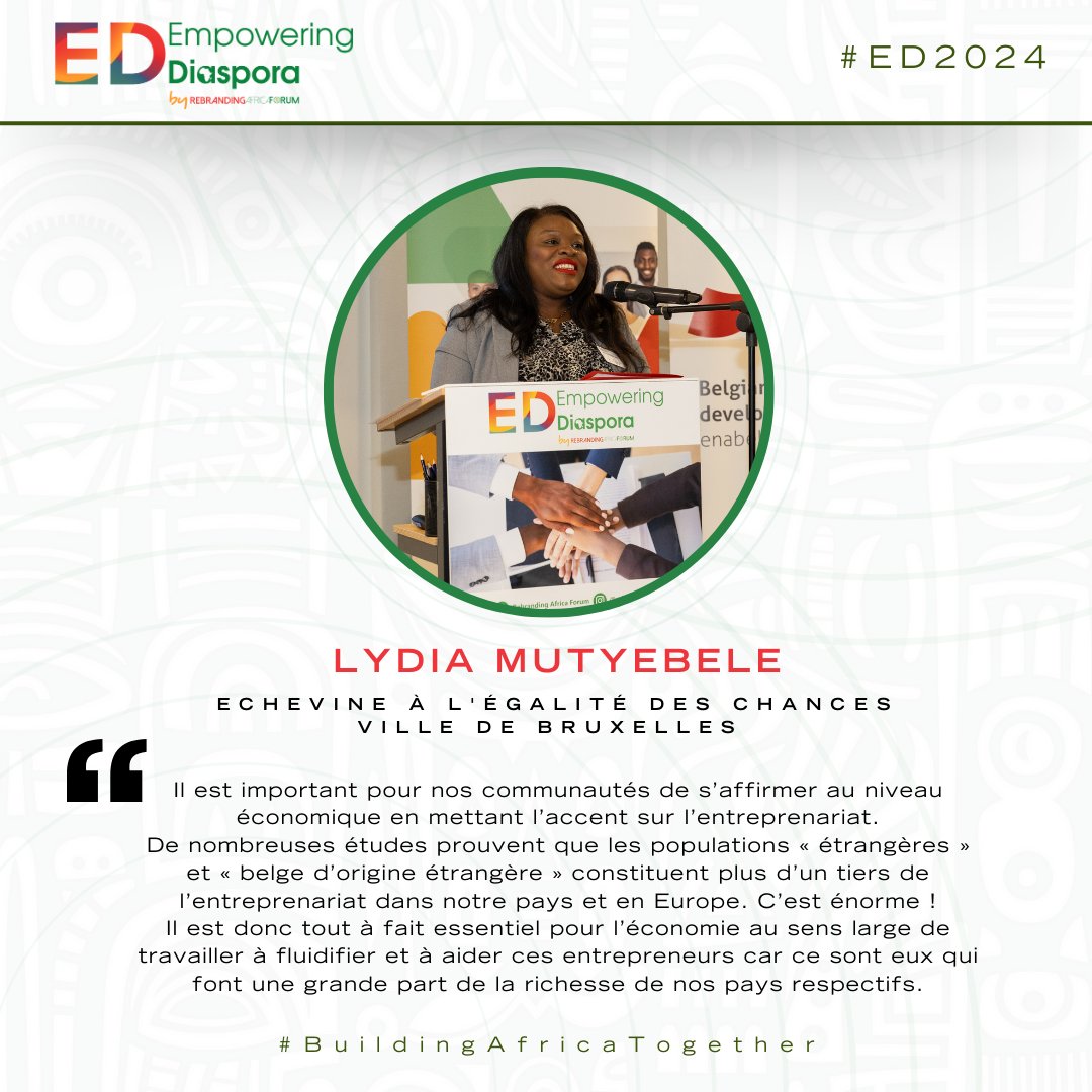🇫🇷🎤| Extrait du discours - Discours de @LydiaMutyebele, Échevine à l'Égalité des Chances de la @VilleBruxelles en charge du Logement et du Patrimoine public. 🇧🇪 #ED2024