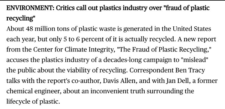 🚨 THIS SUNDAY: @davisgallen of @climatecosts will discuss “The Fraud of Plastic Recycling” on @CBSSunday. Learn how Big Oil and the plastics industry deceived the public for decades and caused the plastic waste crisis. cbsnews.com/amp/news/this-…