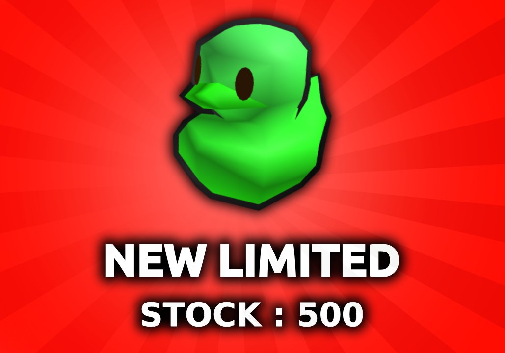 🚨NEW FREE LIMITED🚨
Name : [FREE] Green Duck Pal
Stock : 500
Game Link : roblox.com/games/15106458…
Item Link : roblox.com/catalog/171175…
Follow For New Roblox News! 🌟
#RobloxUGC #ROBLOX #RobloxDev #RobloxFreeUGC #RobloxLimitedUGC #FreeUgc