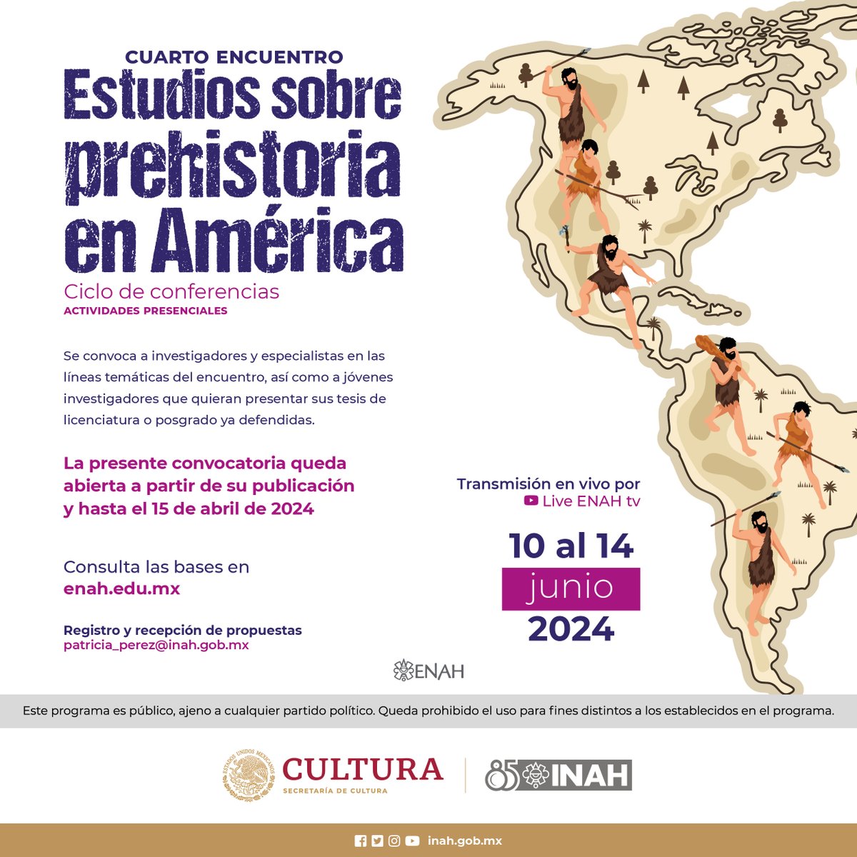 La #CasadelaAntropologia @ENAHoficial_dif invita a investigadores y especialistas, así como a jóvenes investigadores que quieran presentar sus tesis ya defendidas en el 4o encuentro Estudios sobre Prehistoria en América Convocatoria abierta al 15 de abril enah.edu.mx