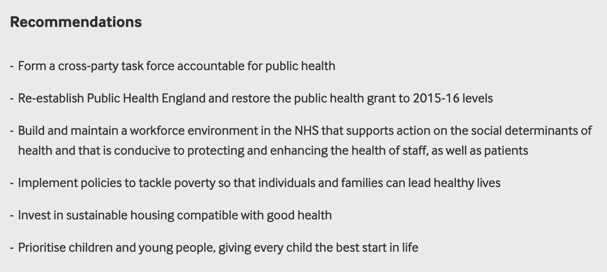 We propose individuals working in the NHS and the system itself can take action, as well as recommendations for the government. We do not suggest further commissions, reviews, or research—the evidence is there.