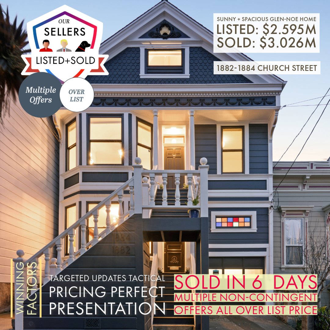 Just Sold!  1882-84 Church Street at $3.026M.

🎉 to our loyal clients who bought this with us in 2019 for $1.85M. Smart updates, savvy marketing + our expert touch led to multiple offers in 6 days. #SanFranciscoHomes #kevinandjonathan @vanguardproperties #noe #glenpark