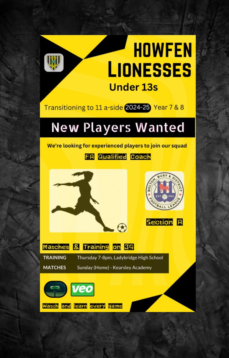 Howfen U13 Girls football - Sept 24/25
Looking for experienced players 

<a href="/bbdflofficials/">BBDFL Officials Team</a> 
<a href="/girls_trials/">Girls & Womens Football Trials</a> 
<a href="/trials_uk/">Girls Football Trials UK</a> 
<a href="/SportinBolton/">Sport in Bolton - Let’s Keep Bolton Moving</a>