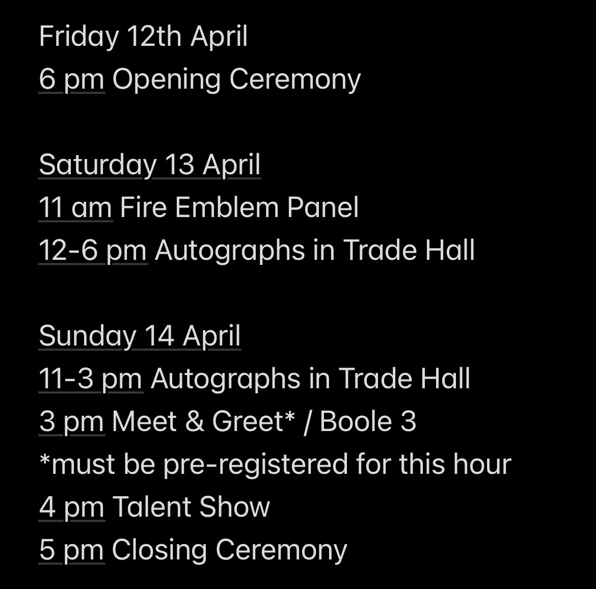 I’m in Cork🇮🇪 for #KaizokuCon! My schedule for this weekend is below, but keep an eye on my socials for any updates. And a reminder: it is always free to come say hello. If you wish to purchase autographs/photos, please bring cash. I can’t wait to meet you all!💖