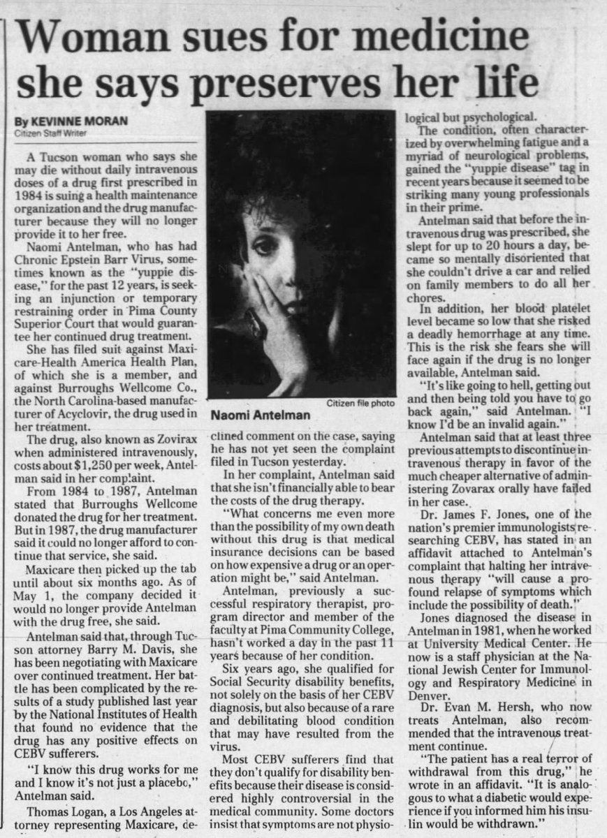 Thirty-six years ago today. Tucson Citizen, US. 12th April 1988. #ebv #chronicfatiguesyndrome #MyalgicEncephalomyelitis #mecfs #cfsme.