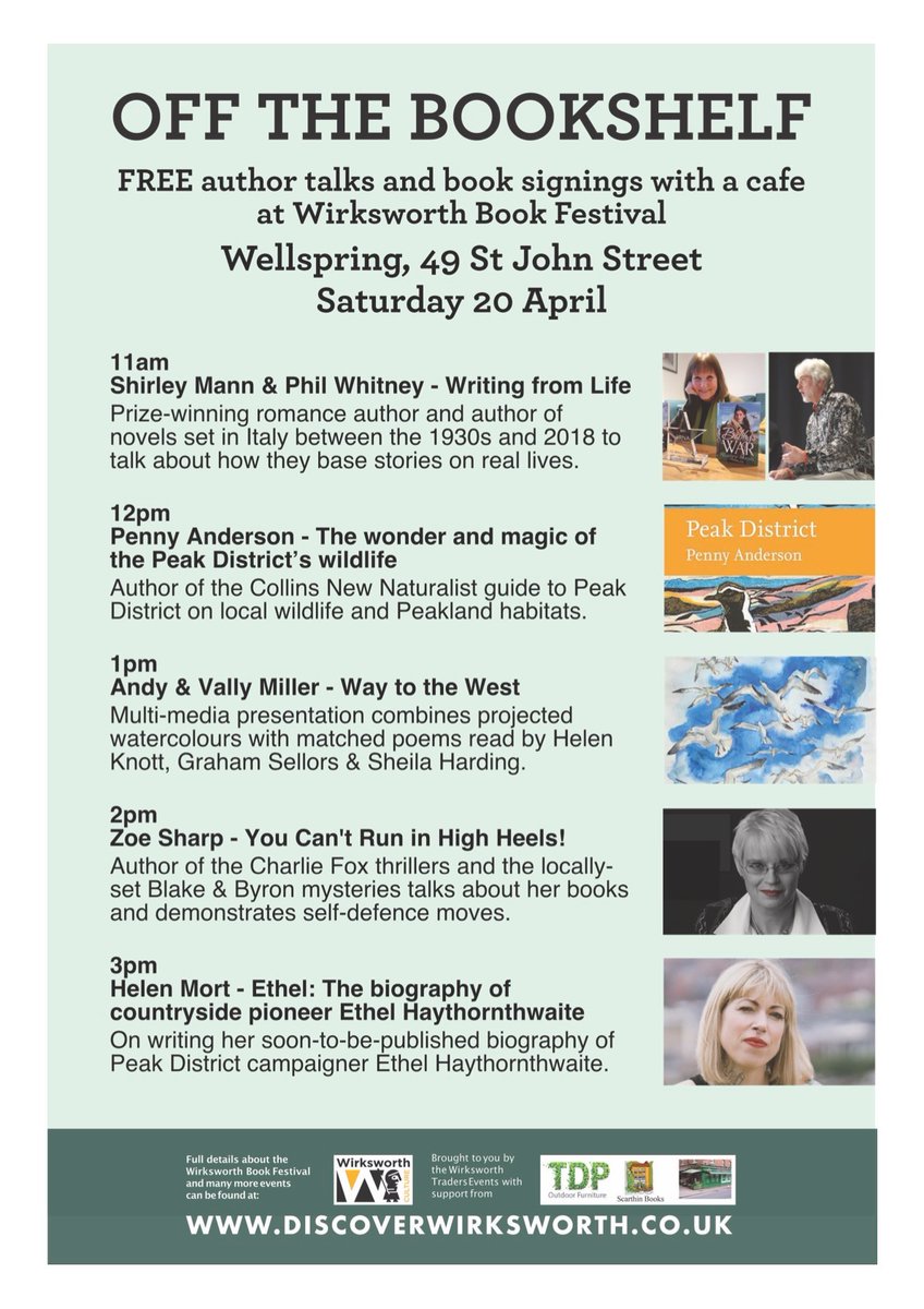 I’ll be hosting these lovely authors at the Wirksworth Book Festival on the 20th April. Come and hear what they’ve got to say. #bookfestival #authortalks #peakdistrict
