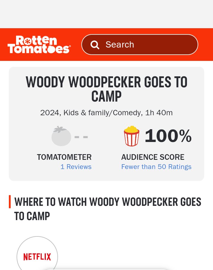 'WOODY WOODPECKER GOES TO CAMP' debuts with a 100% audience score on Rotten Tomatoes.

The movie currently has a 6.4/10 score on IMDb.