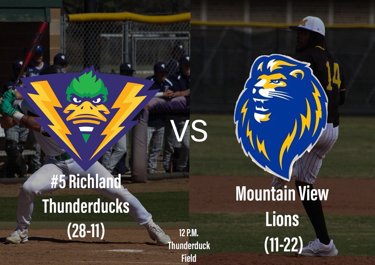 ⚾️ No.5 Dallas College-Richland (28-11, 14-3 DAC) vs Dallas College-Mountain View (11-22, 1-16 DAC) 🕛 12 p.m. 🏟️ Thunderduck field 📺 Live on YouTube: youtube.com/live/J-i_cOSOY… @DucksBsb #DACBaseball