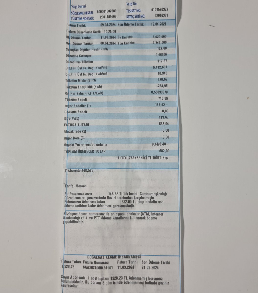 ŞANLIURFA 682 LİRALIK DOĞALGAZ FATURASI VAR ÇOCUĞU COK HASTA BİR ÇARESİZ AİLENİN FATURASI. Aksa doğalgaz.