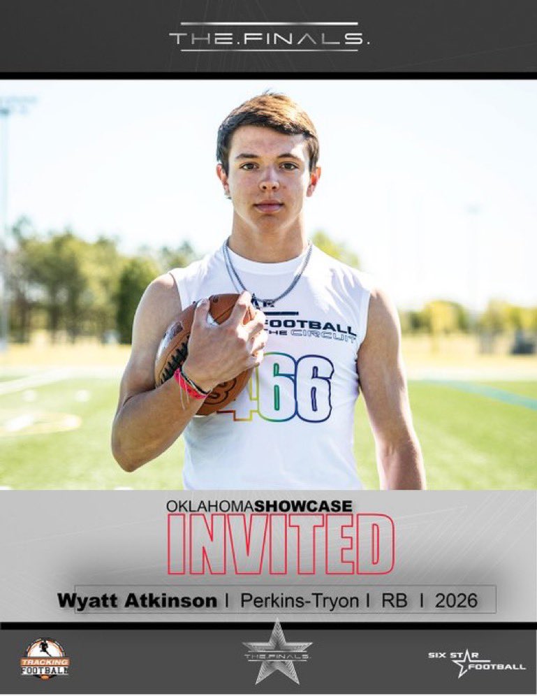 Wyatt Atkinson (@wyattatkinson_4) on Twitter photo Thank you <a href="/6starfootballOK/">Six Star Football | OKLAHOMA</a> for the invite to the finals!
<a href="/DawayneHudson/">Dawayne Hudson</a> <a href="/recruit_PT/">Recruit PT</a> <a href="/PTDEMONFOOTBALL/">Perkins-Tryon Football</a> <a href="/PrepRedzoneOK/">Prep Redzone Oklahoma</a> <a href="/demoncoach19/">Lance Hoggatt</a>
<a href="/CoachHoggatt_2/">Bryce Hoggatt</a> Thank you <a href="/6starfootballOK/">Six Star Football | OKLAHOMA</a> for the invite to the finals!
<a href="/DawayneHudson/">Dawayne Hudson</a> <a href="/recruit_PT/">Recruit PT</a> <a href="/PTDEMONFOOTBALL/">Perkins-Tryon Football</a> <a href="/PrepRedzoneOK/">Prep Redzone Oklahoma</a> <a href="/demoncoach19/">Lance Hoggatt</a>
<a href="/CoachHoggatt_2/">Bryce Hoggatt</a>
