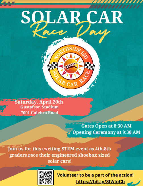 Please repost and share! Know anyone who needs service hours? Volunteer to be a part of the action at our upcoming Solar Car Race day! Check out the flyer below for more information and to register as a volunteer. bit.ly/3IWloCb