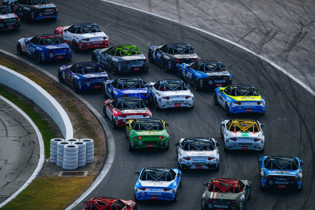 Four incredible #MX5Cup races so far this season. These four rounds have a TOTAL margin of victory of 0.571-second. Let's keep it up next month at @WeatherTechRcwy for Rounds Five and Six! 📸: @ignitemedia00