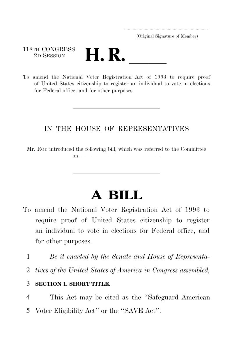 Rep. Roy is proud to author the SAVE Act⤵️