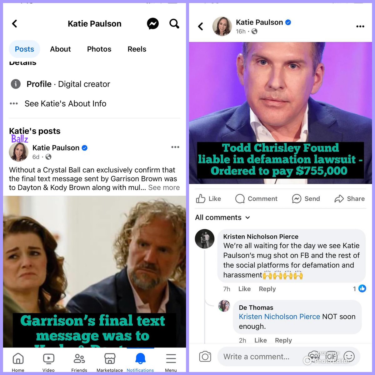 #woacb has deleted post from her personal FB. Last post is from 6 days ago. The @toddchrisley post remains in her IG. Wonder if it will be gone soon?