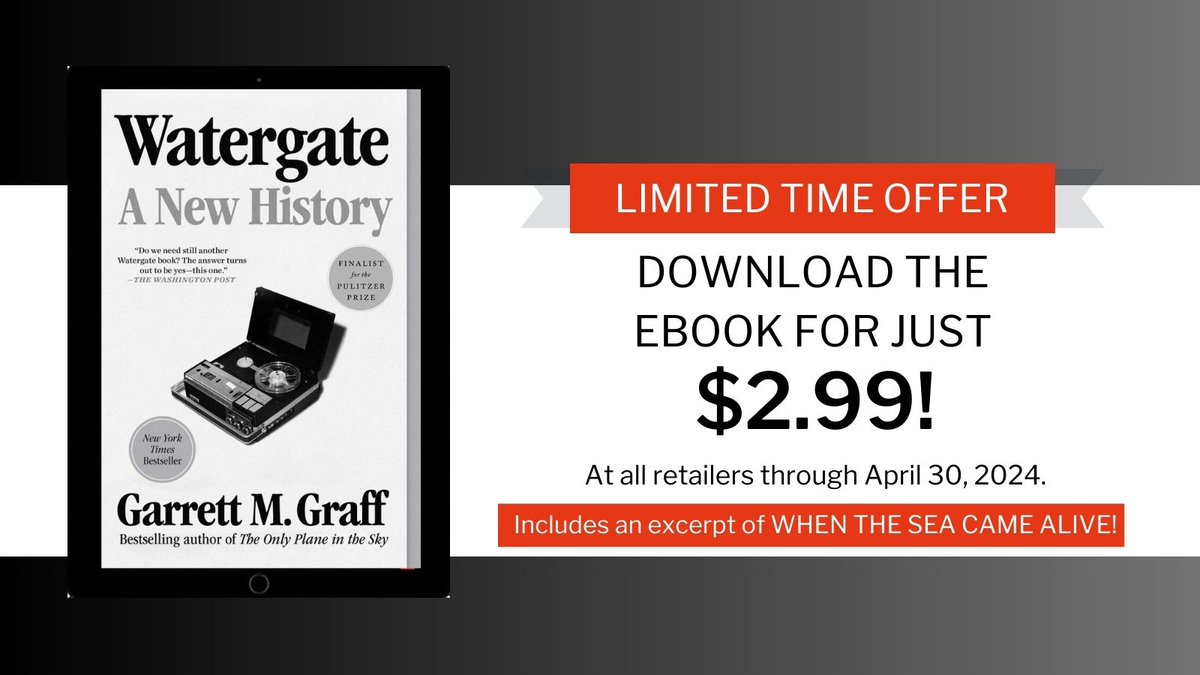 🚨 eBook deal alert!! 🚨 WATERGATE is $2.99 through April 30th and includes an excerpt of @vermontgmg's next book WHEN THE SEA CAME ALIVE. Learn more here! spr.ly/6016wQa20