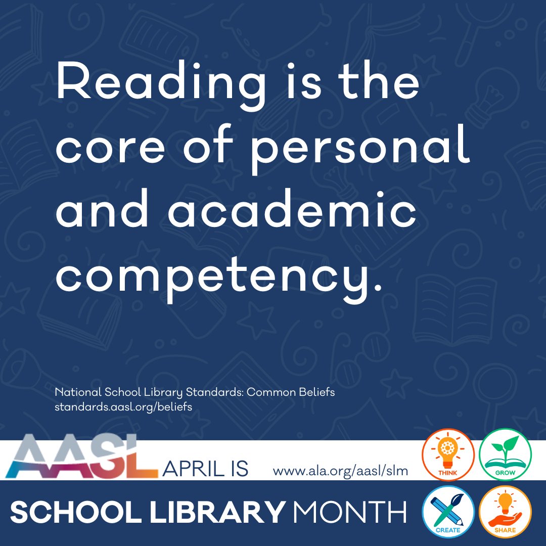 School librarians curate current digital and print materials and technology to provide access to high-quality reading materials that encourage learners, educators, and families to become lifelong learners and readers. standards.aasl.org/beliefs #AASLslm #AASLstandards