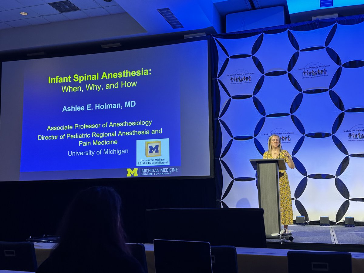 Emerging expert in infant spinal anesthesia Dr. Ashlee Holman from @ChildrensDMC @UMichAnesthesia gave a wonderful presentation. Her group recently did their 1000th infant spinal anesthetic! #pedsanes #PedsAnes24 @PediAnesthesia