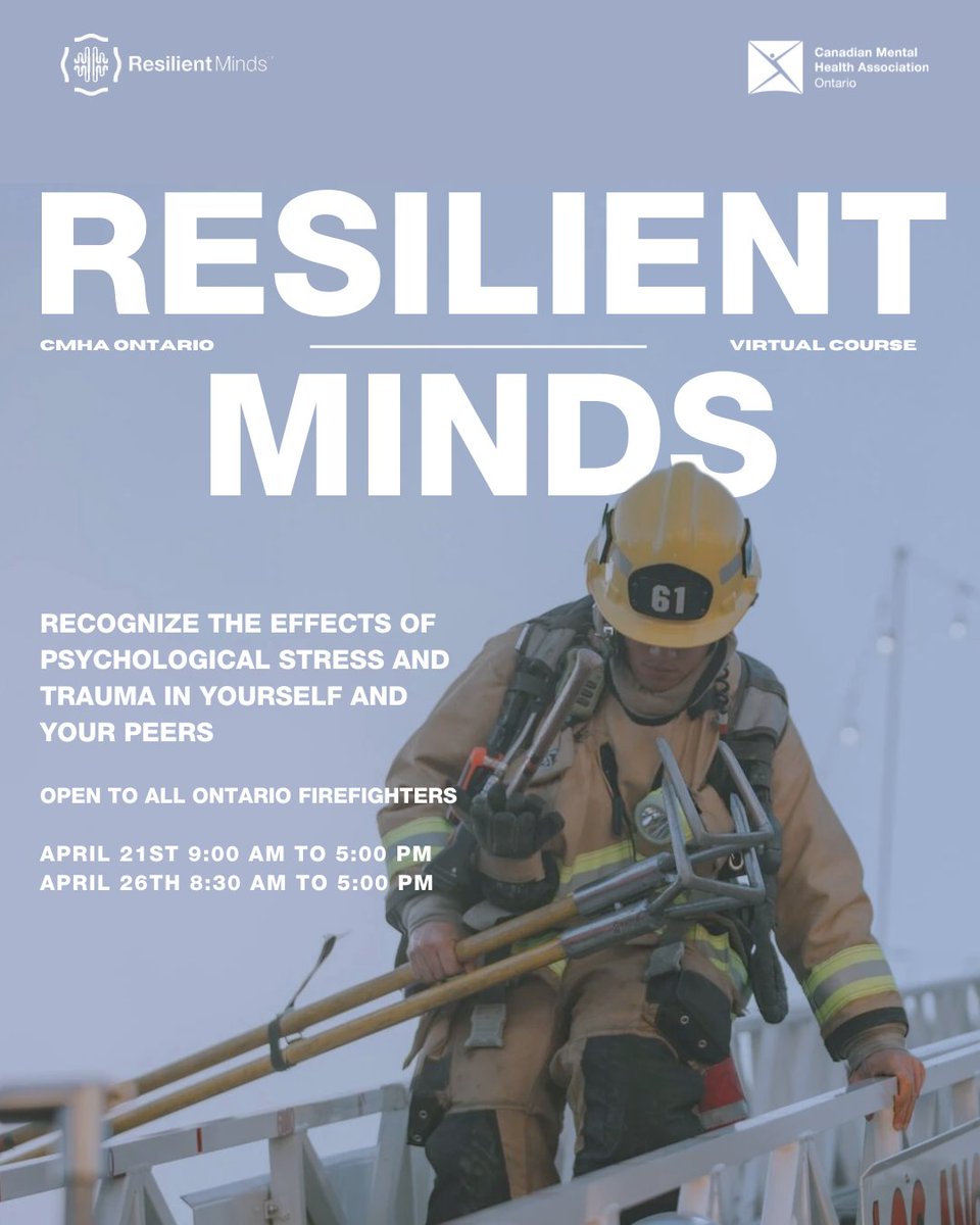 🚨Calling all Ontario Firefighters🚨​ Say hello to an effective, sustainable approach to psychological health training. #CMHA #CMHAOntario #ResilientMinds #Firefighter #OntarioFirefighter #OAFC #MentalWellness #FirstResponder #OccupationalStress