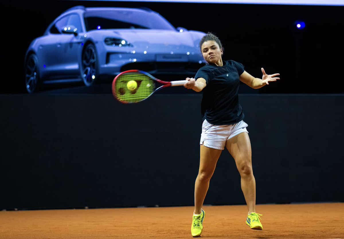 These shots of Coco Gauff and Jasmine Paolini getting reps in on Centre Court in Stuttgart in perpetration for #PTGP24 with the Porsche Taycan Sport Turismo in the background 😍 📸 | Robert Prange [Getty]