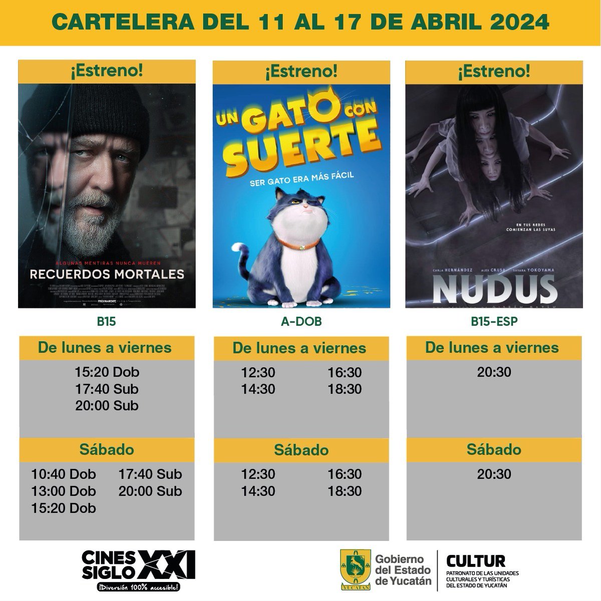 MeridaModerna's tweet photo. Esta es la cartelera para este fin en los #CinesSigloXXI
🤩¡Ven a ver #GodzillaYKong 🦖🦍
Compra tus boletos en https://t.co/MimnQzacSh https://t.co/W4zFo3FClF