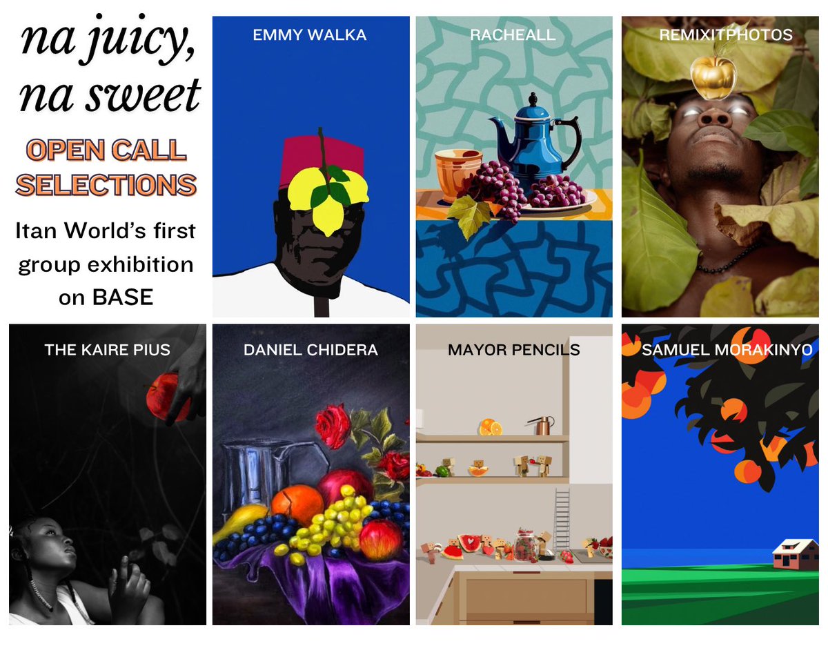 🍎 🍊 🍋 OPEN CALL RESULTS 7 more artists will join the “NA JUICY, NA SWEET” group exhibition on @foundation our first on @base - congratulations 🎉 @EmmyWalka @0xracheall @remixitphotos @TheKairePius @danielchideraa @Mayor_pencils @msm_samuel