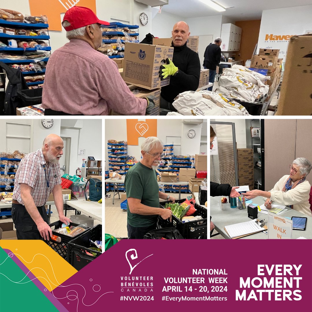 Our dedicated Food Bank volunteers help serve close to 1,200 clients per week in a fast-paced environment. Our heartfelt thanks go to Bi, Rob, Regi, Tony, Arthur and Jane and all of our special Food Bank volunteers! #NVW2024 #EveryMomentMatters #VolunteerToronto #VolunteerCanada