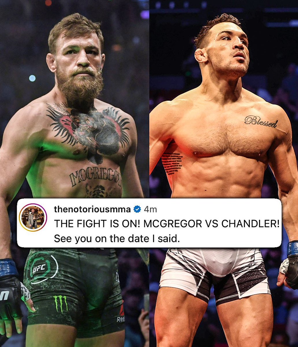 🚨🚨🚨🔥🔥🔥

Conor McGregor: ‘’McGregor vs Chandler tamam! 

Söylediğim tarihte maç olacak.’’

(29 Haziran)