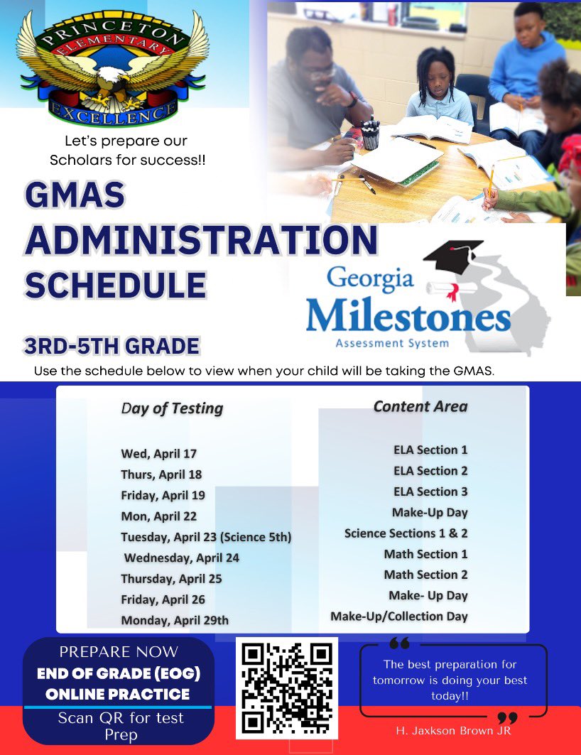 🦅 @PES_DCSD families! Please make note of the upcoming GMAS administration dates. Please also check Class Dojo as we will share daily updates with families leading up to the first day of testing. @DeKalbSchools @McMillansCorner @YouKnowMrSmith5 @MsBurton81