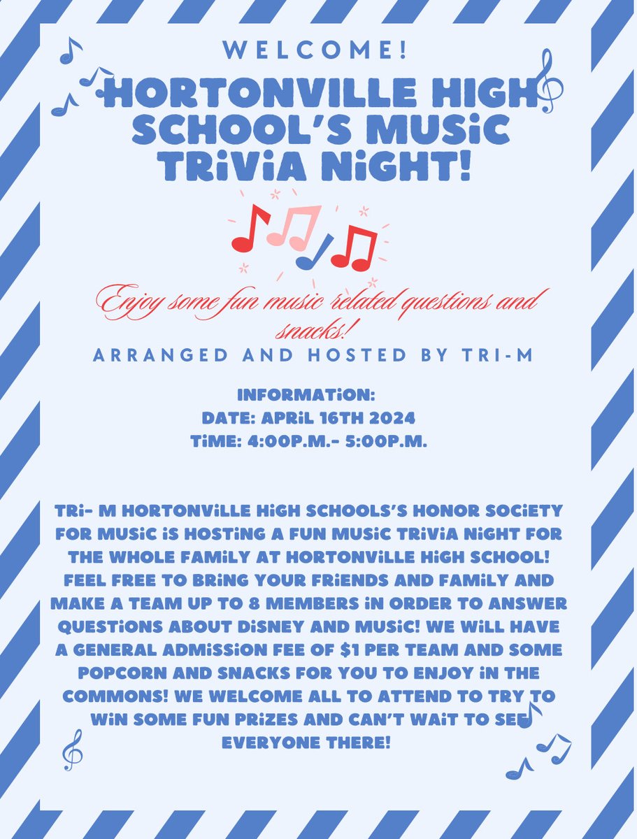 HHS Music Trivia Night! April 16, 2024