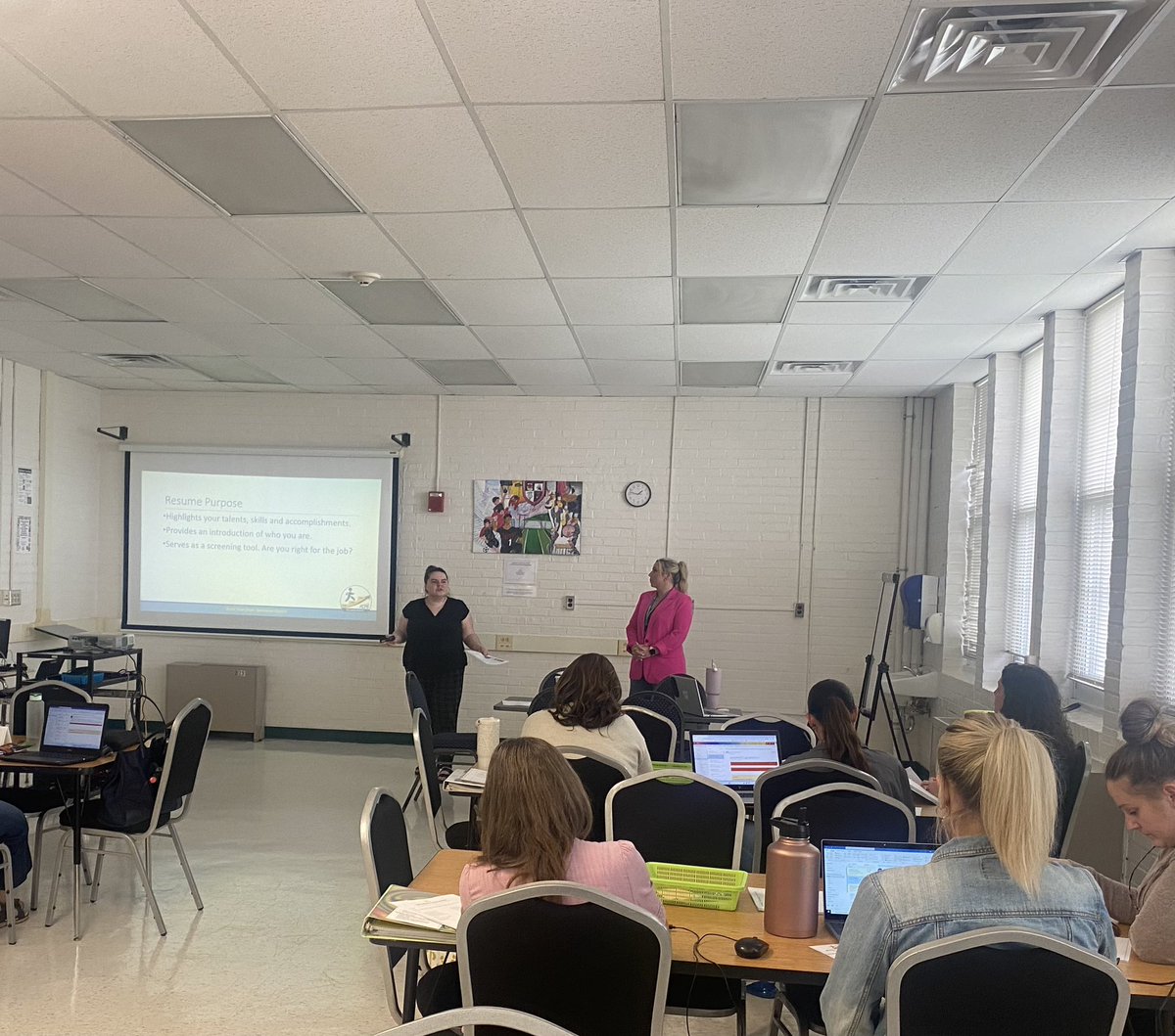 Cohort members learning the importance of the 4 P’s (poised, polished, polite and prepared) from Dr. Mike Markoe and Lisa Fowler. They also learned strategies to enhance their resumes and cover letters from Nicole St. Louis and Megan Perry. Thank you for attending! #fcpssupport