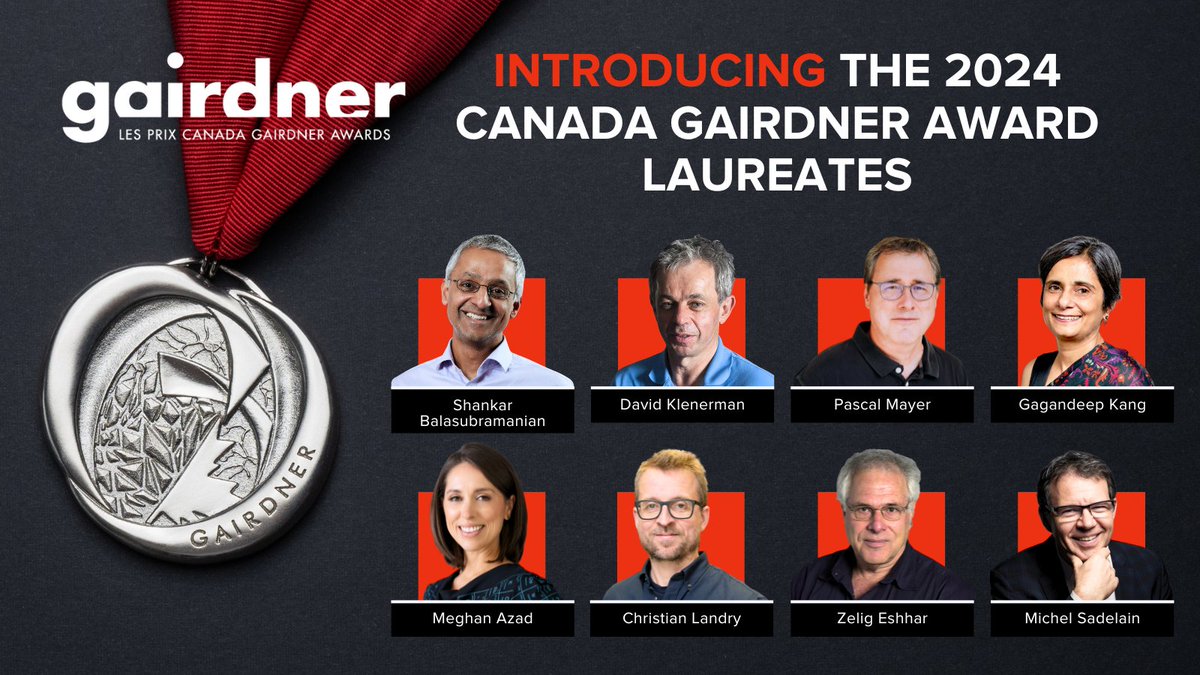 Congratulations to the 2024 #GairdnerAwards recipients! 👏 These outstanding researchers are recognized for their contributions to biomedical #science and global health #research. Learn more about their work: bit.ly/3TZcIjG