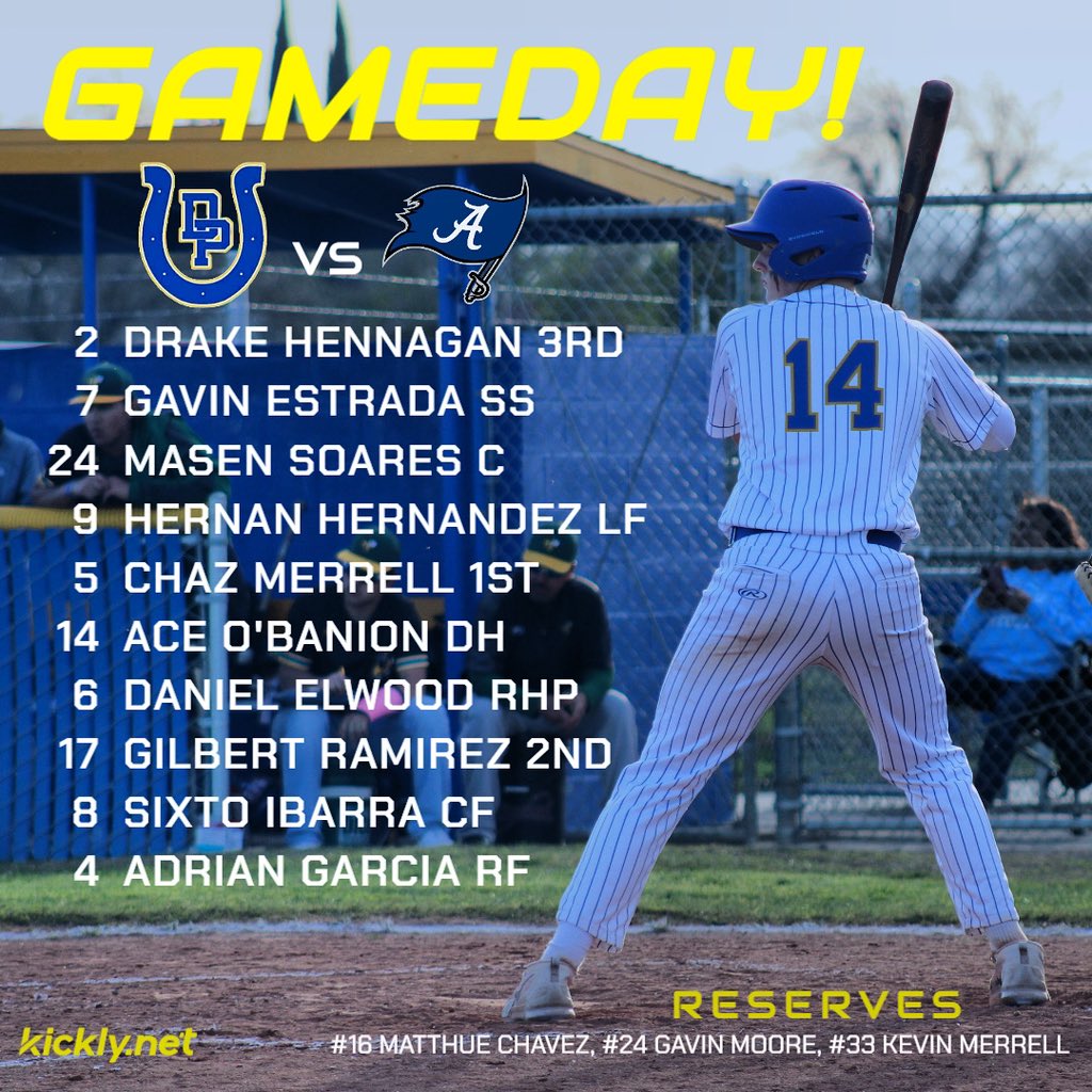 GAMEDAY‼️

🆚 Avenal
🏟️ DPHS
⏰ 4:00 PM