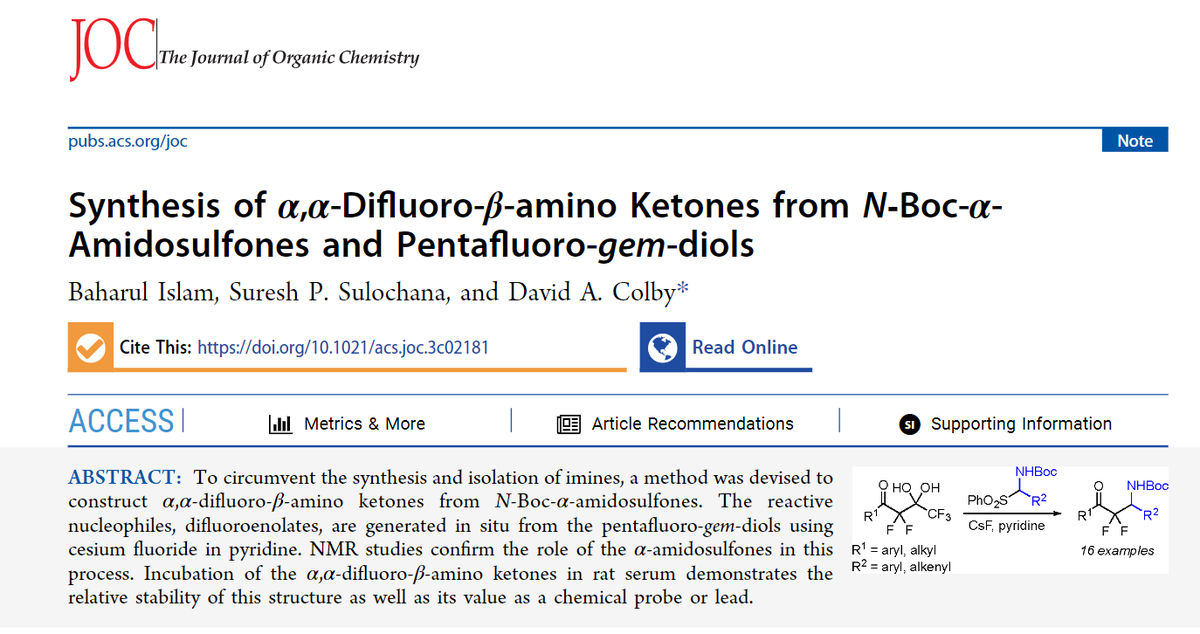 DrBee_9's tweet photo. Published today in the Journal of Organic Chemistry.

Read more: https://t.co/1TKl5fpvIU https://t.co/T2ygCpJuaY
