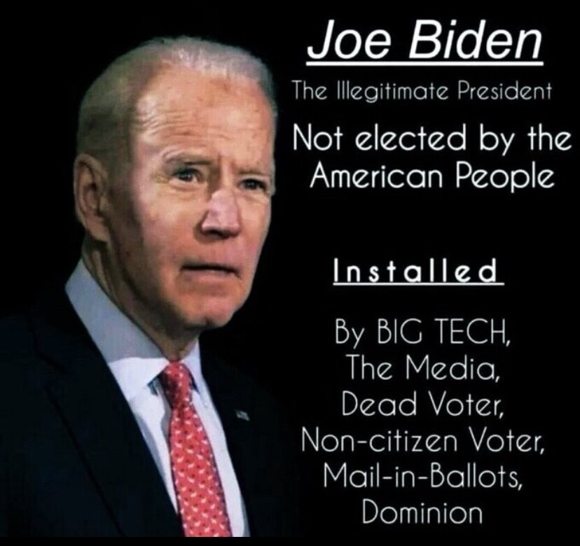 Joe Biden, the Illegitimate President.  

Not elected, installed  👇 😳