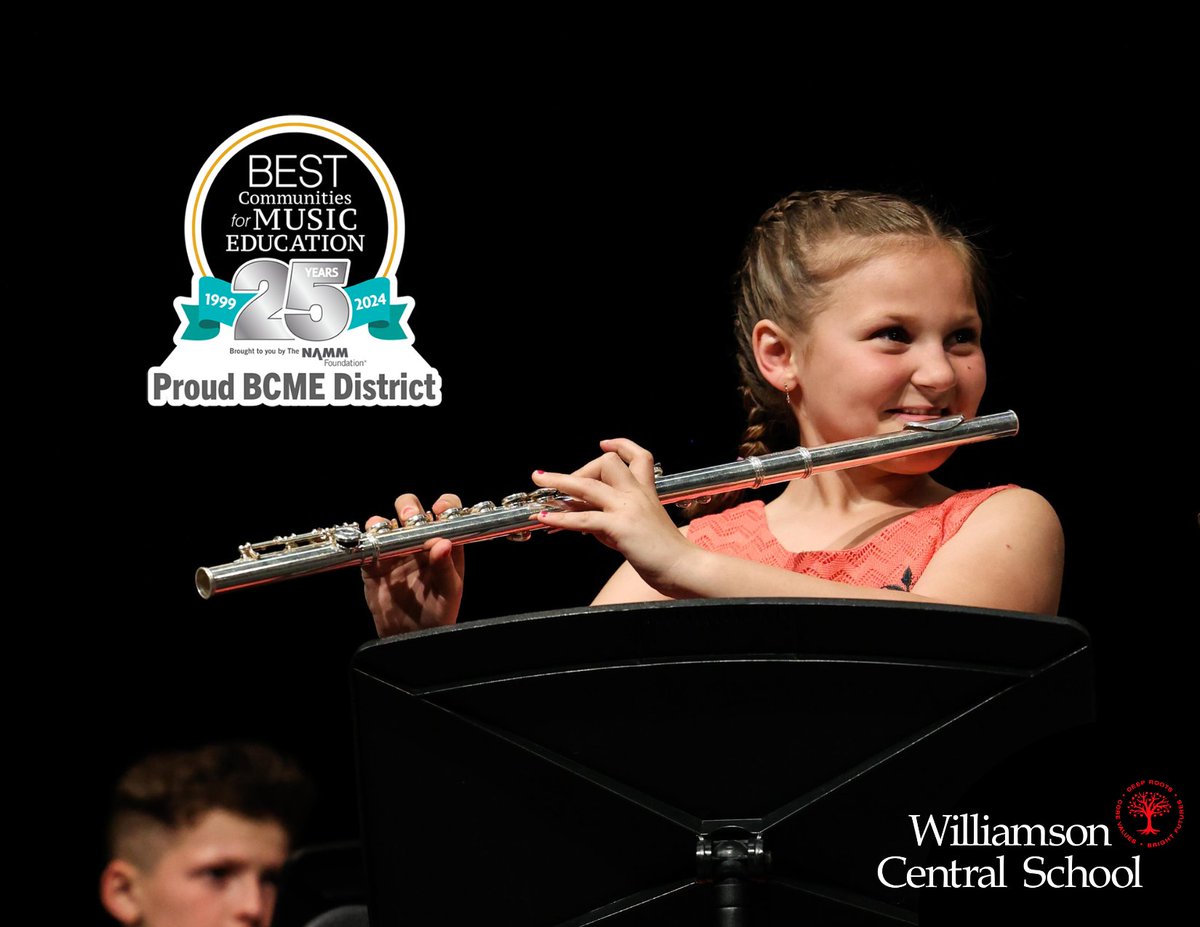 For the third consecutive year, Williamson Central School is honored to be recognized nationally as one of the @NAMMFoundation's “Best Communities for Music Education.'