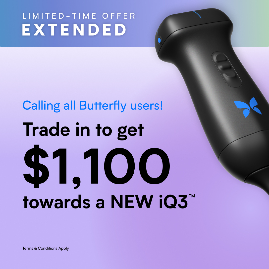 We are always working to develop and update our POCUS devices. To make sure you have access to that latest technology, we've extended our limited-time offer, now offering $1,100 towards a new iQ3 when you trade-in iQ or iQ+ probes. bit.ly/49y5Ijt For US customers only.