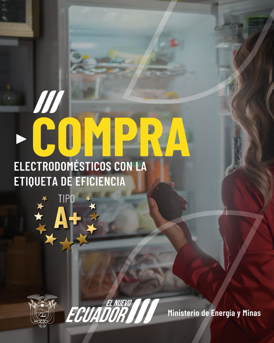 ✅La etiqueta de eficiencia energética📈 en tus electrodomésticos, determina la cantidad de electricidad⚡️ que consume cada artefacto🖥️. 🟢Adquiere equipos que te permitan optimizar recursos💵. #ElNuevoEcuador 🇪🇨