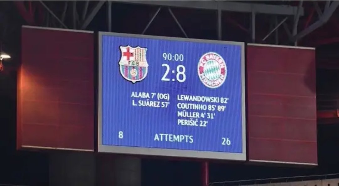 Je pense que cette défaite du Barça contre le Bayern est passée trop inaperçue. C’était la première victoire sur 8 buts d'écart de l'histoire en league des champions.
