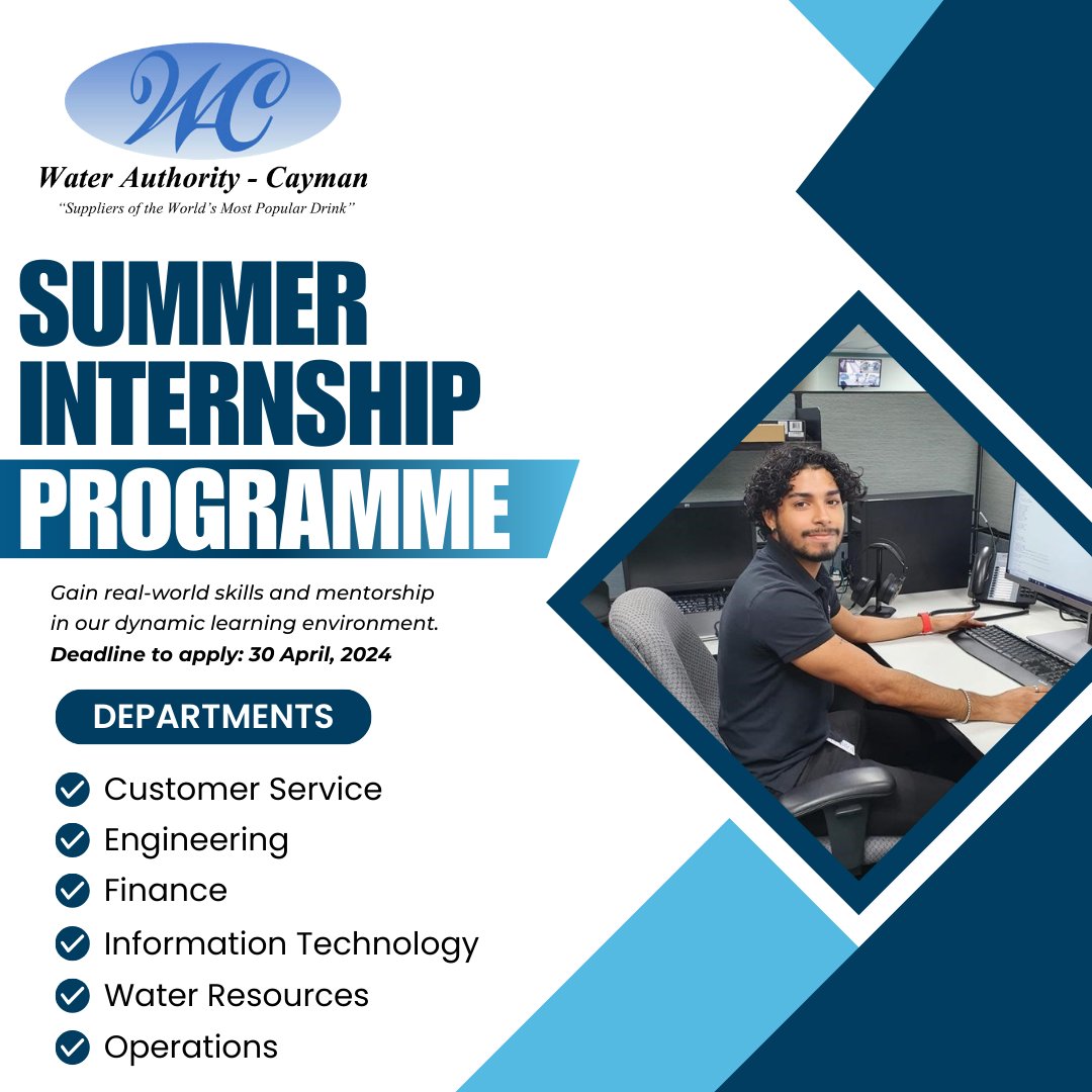 Calling all current students and recent graduates. 👨‍🎓👩‍🎓

Now is the time to apply for the Water Authority summer internship programme! 

Click here to apply now: ow.ly/4JMO50QQfNc

The deadline to apply is 30 April, 2024.