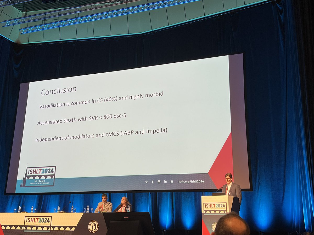 Star @UofUCV fellow Miguel Chavez diving into the role of pathophysiologic vasodilation in cardiogenic shock mortality at #ISHLT2024. Critical driver of circulatory collapse. @StavrosDrakos @JosefStehlik @SpencerCarter55 @KevinShahMD @SRamakrishnaMD @JHMontfort10 @manreetkanwar